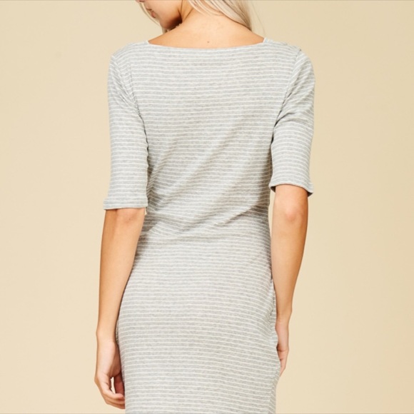 Sale❗️NWT GRAY & WHITE KNOT FRONT DRESS - Picture 3 of 5